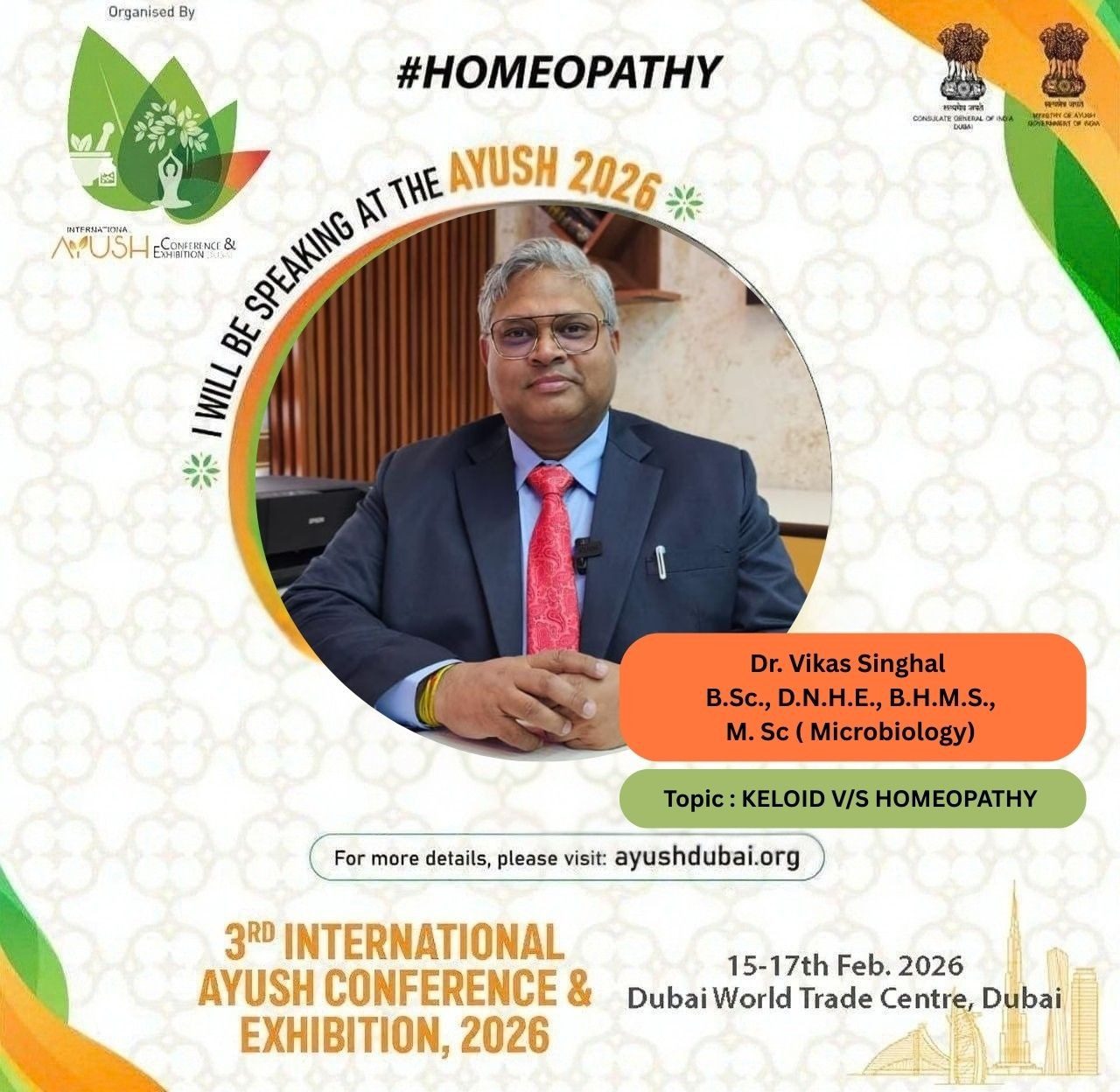 Dr. Vikas Singhal As Speaker in Ayush Dubai Conference