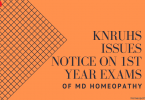 KNRUHS Issues Notice On 1st Year Exams Of MD Homeopathy