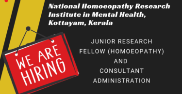 Junior Research Fellow (Homoeopathy) And Consultant Administration, Kottayam, Kerala 