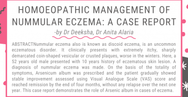 Homoeopathic Management Of Nummular Eczema: A Case Report