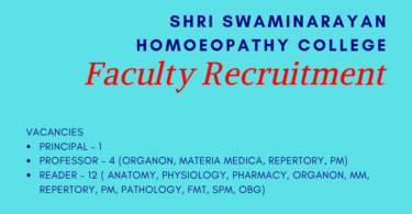 Rajasthan Vidyapeeth Homoeopathic Medical College Teacher's Recruitment, Udaipur (1)