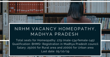 NRHM vacancy Homeopathy, Madhya Pradesh