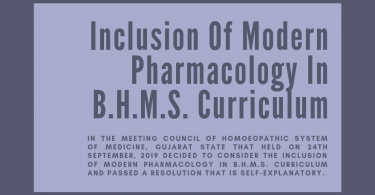 Inclusion Of Modern Pharmacology In B.H.M.S. Curriculum